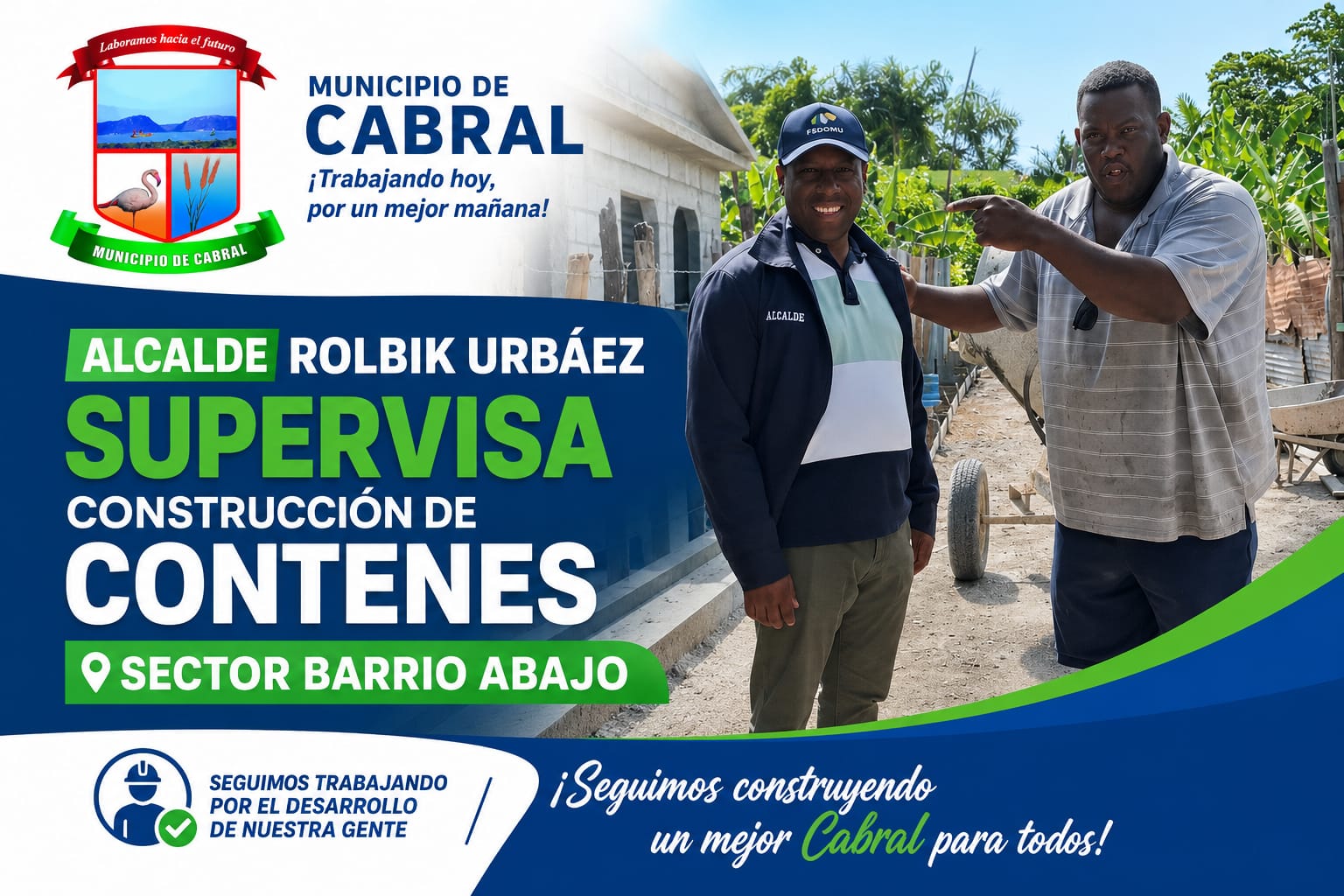 Alcalde Rolbik Urbáez supervisa construcción de contenes en el sector Barrio Abajo